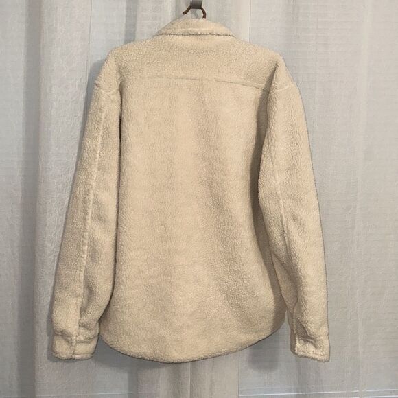 Express XL Ivory Cream Sherpa Teddy Shacket Shirt Jacket - Picture 2 of 14